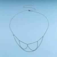 Joyería del cuerpo cadena, aleación de zinc, chapado en color de plata, para mujer, libre de níquel, plomo & cadmio, longitud aproximado 68 cm, Vendido por UD