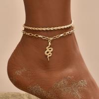 Sinc Alloy Anklet, le 5cm slabhra extender, dath an óir plated, Ciseal Dúbailte & jewelry faisin & do bhean, nicil, luaidhe & caidmiam saor in aisce, Fad Thart 18 cm, Díolta De réir PC