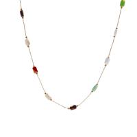 Collana di titanio acciaio, Titantium acciaio, with quarzo naturale, with 7cm extender chain, placcato color oro, gioielli di moda & per la donna, multi-colore, Lunghezza 39 cm, Venduto da PC