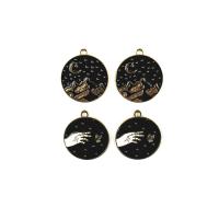 Zinc Alloy Enamel Pendants Flat Round gold color plated DIY Approx Sold By Bag