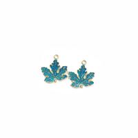 Zinc Alloy Enamel Pendants Maple Leaf gold color plated DIY Approx Sold By Bag