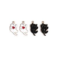 Zinc Alloy émail Pendants, alliage de zinc, chat, Placage de couleur d'or, DIY & styles différents pour le choix, plus de couleurs à choisir, Environ 100PC/sac, Vendu par sac