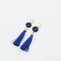 Zinc Alloy Øreringe, med Lapis Lazuli, mode smykker & for kvinde, nikkel, bly & cadmium fri, 85mm, Solgt af par