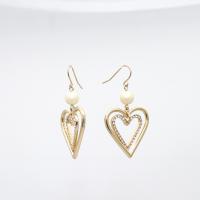 Zinc Alloy Øreringe, Heart, mode smykker & for kvinde & med rhinestone, nikkel, bly & cadmium fri, 30x50mm, Solgt af par