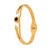 Pulseira de aço titânio, Partículas de aço, joias de moda & para mulher, dourado, 8.50mm, Diametro interno:Aprox 58mm, vendido por PC