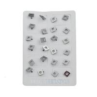 Orecchini in acciaio inossidabile, 316 acciaio inox, Rhombus, gioielli di moda & per la donna, colore originale, 7x7x12.50mm, 12Pairspaio/lotto, Venduto da lotto