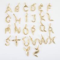 Messing Schmuck Anhänger, Alphabet-Buchstabe, goldfarben plattiert, DIY & verschiedene Stile für Wahl, keine, frei von Nickel, Blei & Kadmium, 26x5.60x2.70mm, verkauft von PC