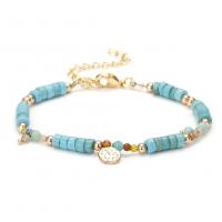 Gemstone Bracciali, ottone, with Pietra naturale, with 5cm extender chain, placcato, gioielli di moda, blu, assenza di nichel,piombo&cadmio, Lunghezza 16 cm, Venduto da PC