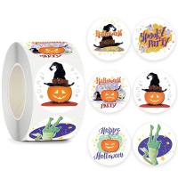 Kobber Printing Paper Sticker Paper, Runde, Udskrivning, Halloween Design & blandet mønster & du kan DIY & forskellig størrelse for valg, 500pc'er/Spool, Solgt af Spool