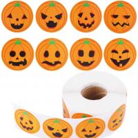 Koperen Printing Paper Sticker papier, Ronde, Afdrukken, Halloween ontwerp & gemengde patroon & DIY & verschillende grootte voor keus, 500pC's/spool, Verkocht door spool