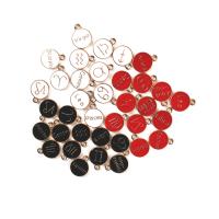 Zinc Alloy émail Pendants, alliage de zinc, Plat rond, Placage de couleur d'or, constellation bijoux & modèle mixte & DIY, plus de couleurs à choisir, 12mm, 12PC/sac, Vendu par sac