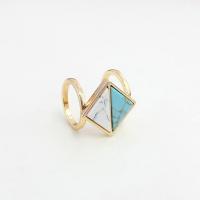 Bague en alliage de zinc, avec turquoise, bijoux de mode & pour femme, protéger l'environnement, sans nickel, plomb et cadmium, 25x25mm,17mm, Vendu par PC