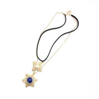 Collier de mode Multi couche, alliage de zinc, avec Lapis lazuli & cordon en cuir, Double couche & bijoux de mode & pour femme, protéger l'environnement, sans nickel, plomb et cadmium, Longueur Environ 15.74 pouce, Environ 18.5 pouce, Vendu par PC