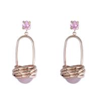 Pendientes de Perno de Aleación de Zinc, con Piedras preciosas, Joyería & diferentes materiales para la opción & para mujer, libre de níquel, plomo & cadmio, 18x44mm, Vendido por Par