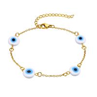 Pulseira de aço titânio, Partículas de aço, with acrilico, with 1.97inch extender chain, joias de moda & para mulher, dourado, 10mm, comprimento Aprox 6.69 inchaltura, vendido por PC