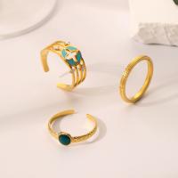 Zinc Alloy Ring Set gold color plated three pieces & for woman & enamel golden nickel lead & cadmium free Sold By Set