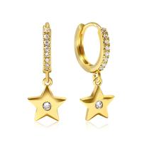 Ciúbach Zirconia Micrimhilseogra réiteodh Earring Prás, Star, óir fíor plated, micrea réiteach zirconia ciúbach & do bhean, óir, Díolta De réir Péire