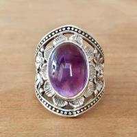 Zinklegierung Fingerring , mit Amethyst, Modeschmuck & verschiedene Größen vorhanden, frei von Nickel, Blei & Kadmium, verkauft von Tasche