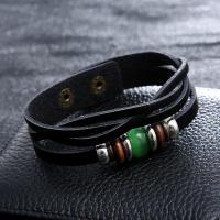 Pulseras de Cordón de PU, Cuero de PU, con aleación de zinc, Joyería & unisexo, longitud aproximado 21 cm, Vendido por UD