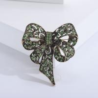 Zinc Alloy Broche, Bowknot, forgyldt, for kvinde & med rhinestone & hule, flere farver til valg, 57x62mm, Solgt af PC