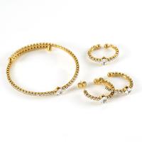 Titanium Steel Κοσμήματα Set, 18K επιχρυσωμένο, διαφορετικά στυλ για την επιλογή & για τη γυναίκα & με στρας, 24mm, Εσωτερική διάμετρος:Περίπου 56mm, Μέγεθος:7, Sold Με PC