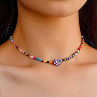 Seed verre collier de perles, alliage de zinc, avec Seedbead, avec 5cm chaînes de rallonge, bijoux de mode & pour femme, multicolore, protéger l'environnement, sans nickel, plomb et cadmium, Longueur Environ 34 cm, Vendu par PC