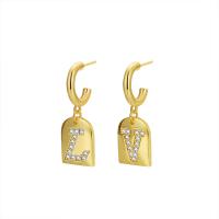 Brass Drop Earring with Cubic Zirconia plated fashion jewelry & for woman nickel lead & cadmium free Sold By Pair