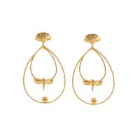 Stainless Steel Drop Earring 304 Stainless Steel 18K gold plated fashion jewelry & for woman golden Sold By Pair