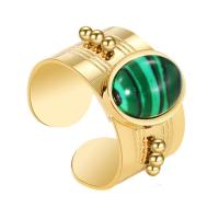 Bague acier titane, avec Malachite, Placage, bijoux de mode & pour femme, doré, Vendu par PC