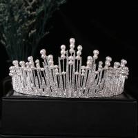 Tiaras, liga de zinco, with Concha de resina, joias de moda & para mulher & com strass, prateado, níquel, chumbo e cádmio livre, Diametro interno:Aprox 145mm, vendido por PC