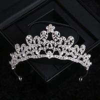 Tiaras, liga de zinco, joias de moda & para mulher & com strass, prateado, níquel, chumbo e cádmio livre, Diametro interno:Aprox 135mm, vendido por PC