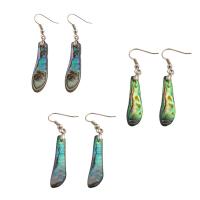 Boucles d'oreilles coquillage, laiton, avec coquille d'ormeau, bijoux de mode & pour femme, plus de couleurs à choisir, protéger l'environnement, sans nickel, plomb et cadmium, 51x10x4mm, Vendu par paire