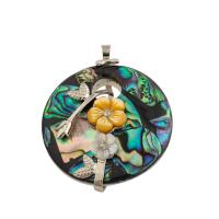 Natuurlijke Abalone Shell Hangers, Abalone Schelp, met Messing, mode sieraden & voor vrouw, 54x41x12mm, Gat:Ca 5mm, Verkocht door PC