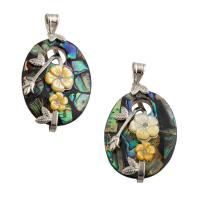 Natuurlijke Abalone Shell Hangers, Abalone Schelp, met Messing, mode sieraden & voor vrouw, meer kleuren voor de keuze, 57x31x9mm, Gat:Ca 6mm, Verkocht door PC