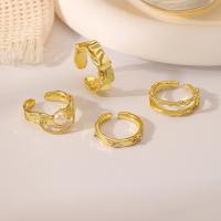 Zinklegering Ring Set, Zinc Alloy, met Plastic Pearl, plated, 4 stuks & mode sieraden & voor vrouw, gouden, nikkel, lood en cadmium vrij, Verkocht door Stel