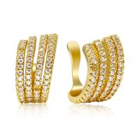 Fashion Earring Cuff and Wraps Brass real gold plated micro pave cubic zirconia & for woman Sold By Pair