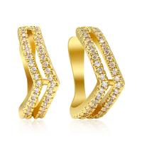 Fashion Earring Cuff and Wraps Brass real gold plated micro pave cubic zirconia & for woman Sold By Pair