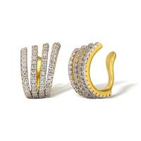 Fashion Earring Cuff and Wraps Brass real gold plated micro pave cubic zirconia & for woman golden Sold By Pair