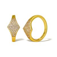 Cúbicos Circonia Micro Pave anillo de latón, metal, chapado en oro real, micro arcilla de zirconia cúbica & para mujer, más colores para la opción, Vendido por UD