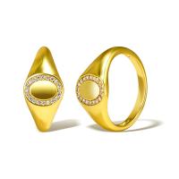 Cúbicos Circonia Micro Pave anillo de latón, metal, chapado en oro real, micro arcilla de zirconia cúbica & para mujer, más colores para la opción, Vendido por UD