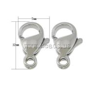 In acciaio inox con chiusura artiglio, 304 acciaio inox, colore originale, 7x12x4mm, Foro:Appross. 1.5mm, 500PC/lotto, Venduto da lotto