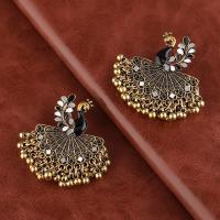 Zinc Alloy Drop Earrings Peacock gold color plated fashion jewelry & for woman & enamel Sold By Pair