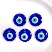 Evil Eye Hangers, Lampwork, Rond plat, DIY & glazuur, blauw, 30mm, Ca 100pC's/Bag, Verkocht door Bag