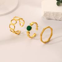 Zinc Alloy Ring Set gold color plated three pieces & for woman & enamel golden nickel lead & cadmium free Sold By Set