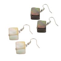 Boucles d'oreilles coquillage, laiton, avec coquille d'ormeau, bijoux de mode & pour femme, plus de couleurs à choisir, protéger l'environnement, sans nickel, plomb et cadmium, 34x20x20mm, Vendu par paire