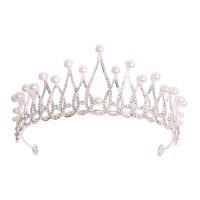 Bridal Tiaras Zinc Alloy with Plastic Pearl silver color plated fashion jewelry & for woman & with rhinestone silver color nickel lead & cadmium free Inner Approx 145mm Sold By PC