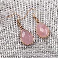 Pendientes de Gemas, Piedra natural, con metal, Gota, chapado en color dorado, diferentes materiales para la opción & para mujer, más colores para la opción, libre de níquel, plomo & cadmio, 14x23mm, Vendido por Par