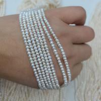 Gioielli Spacer Beads, perla d'acquadolce coltivata naturalmente, DIY, bianco, 3mm, Venduto per Appross. 40 cm filo