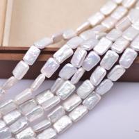 Gioielli Spacer Beads, perla d'acquadolce coltivata naturalmente, Quadrato, DIY, bianco, 13mm, Venduto per Appross. 40 cm filo