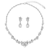 Rhinestone Edelstahl Schmuck Set, Ohrring & Halskette, 304 Edelstahl, plattiert, 2 Stück & Modeschmuck & verschiedene Muster für Wahl & mit Strass, keine, verkauft von setzen